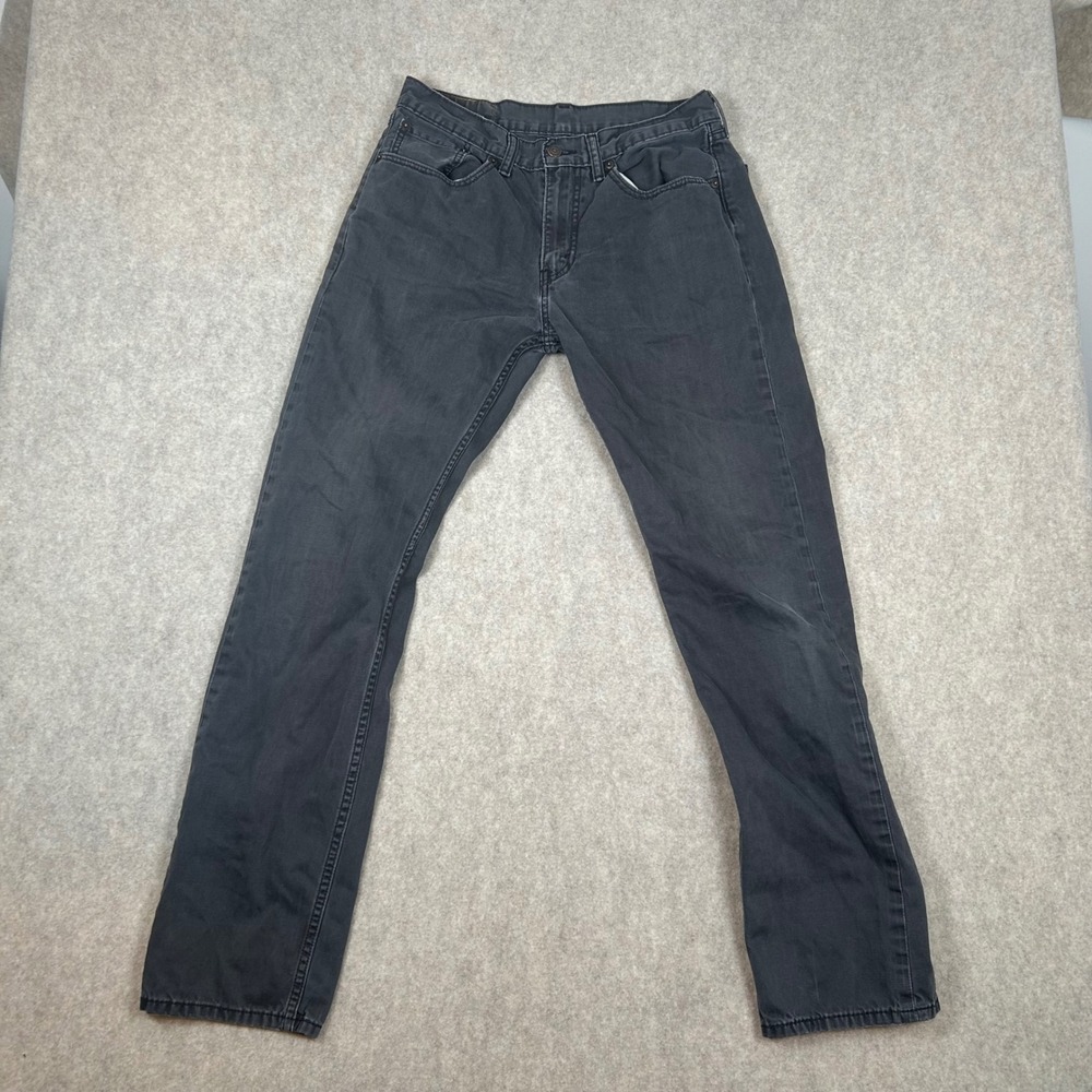 Levi's 505‎ Regular Fit Jeans Mens 32x34 Black Good Faded Straight Leg Denim